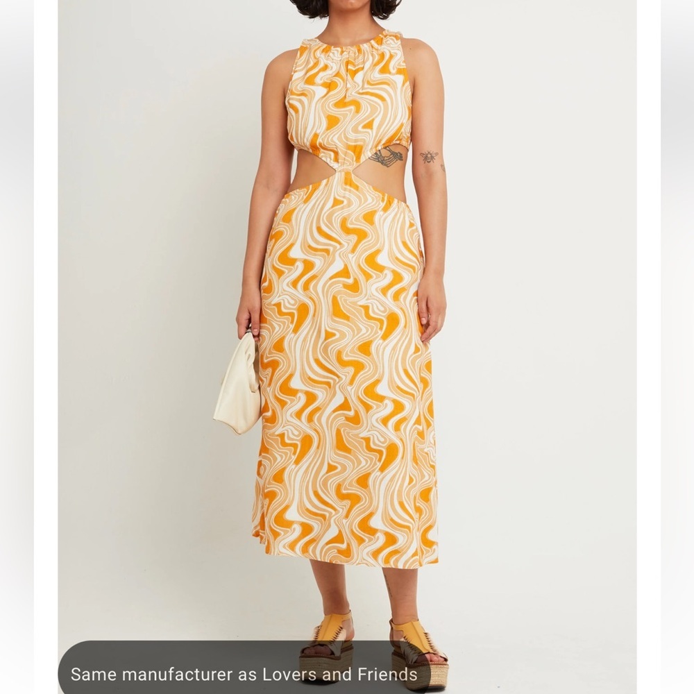 OPT Penny Orange Print Cut Out Airy Feel Dress
